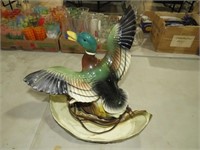 VINTAGE CERAMIC HAND PAINTED DUCK ELECTRIC TV LAMP