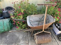 Vintage Wheel Barrow and Roller