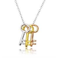 Sterling Silver Plated Three Key Necklace