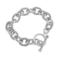 Sterling Silver Rope Link Toggle Bracelet