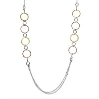 Sterling Silver Multi Open Ring Long Necklace