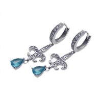 Sterling Silver  Blue Teardrop Crystal Earrings
