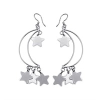 Sterling Silver Moon Dangling Stars Earrings