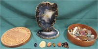 QUARTEX AGATE CLOCK W/BEAUTIFUL ROCKS & STONES