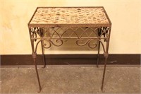 Small Metal Table with Woven Top