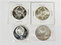 4 Soviet Olympic Coins 5 Ruble Silver