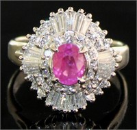 Platinum 1.84 ct GIA Ruby & Diamond Ring