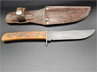 Vintage Remington Knife & Scabbard. Hand carved