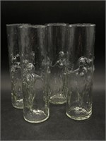 Vintage Mid-Century "La Femme" 4 Glass Tumblers
