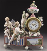 Large French porcelain cased mantle clock,