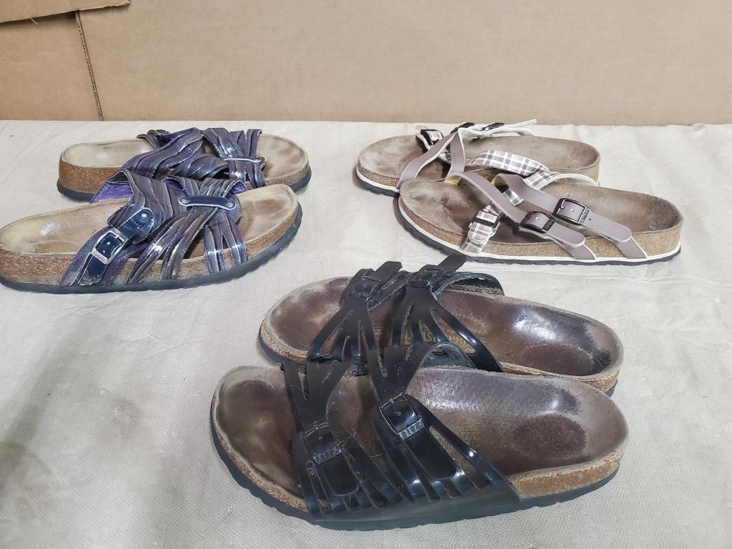 3 pair birkenstock sandals size 6.5