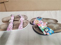2 pair birkenstock sandals size 6.5. Mild