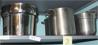 Shelf lot: 4 stainless steel cookpots