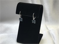 14K White Gold & Topaz & White Sapphires Earrings