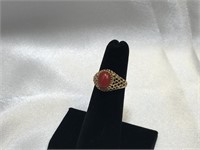 14K Filigree Mounting with Cabochon Coral