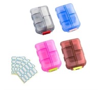 4 Packs 10 Compartments Travel Pill Organizer,