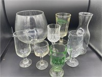 Large Wine Glass, Carafe, and assorted Glasses