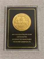 1997 Star Wars 24KT Gold On Sterling Silver Coin