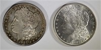 1881-S & 1887 MORGAN SILVER DOLALRS, CH BU