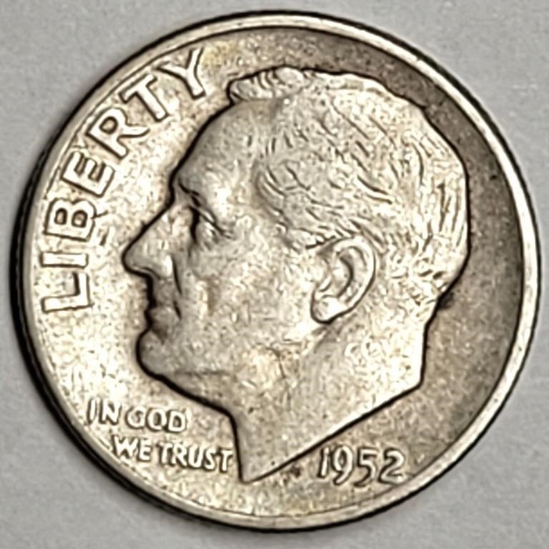 1952 USA 90% Silver Roosevelt Dime