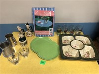 Platter Lot with Glasses and Extras