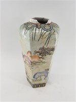 Covered urn, Chinese with horses Imari 16" tall