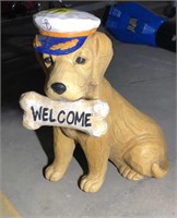 Dog welcome statue, composite material