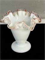 FENTON crystal ROSE CREST  Double Crest Vase