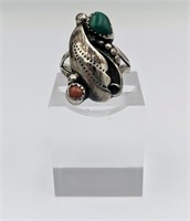 Vintage Coral - Green Turquoise Ring