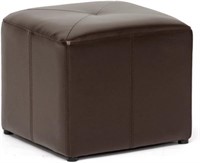 Baxton Studio Brown Cube Shaped Leather Ottoman$40