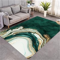 Abstract Emerald Green Marble Area Rugs 6x9ft