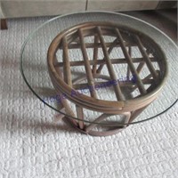 END TABLE W/GLASS TOP-13"TX24"ACROSS