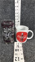coca cola glass and mug