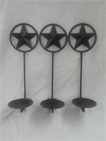 Three (3) hanging cast iron Lone Star candlabras
