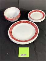 Corelle Red & White Dishes
