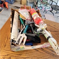 Large Flat of Garden Tools Fire Extension and More