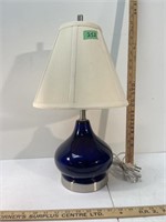 Cobalt Blue Rain Drop Glass Table Lamp - Works