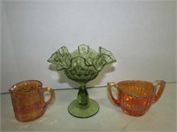 Three Unique Pieces of Carnival Glass