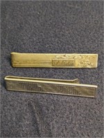 2 Sterling Silver Tie/ Money Clips Vintage