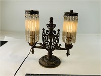 Victorian lamp with crystal shades