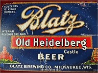 Blatz Beer Metal Sign 12x8