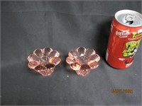 Pink Depression Candle Holders Mini