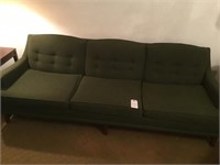 Vintage olive green 3 cushion sofa