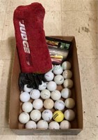 Box of golf balls - also includes two gloves,