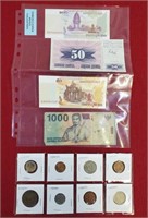 (8) Foreign Coins & (4) Foreign Bills