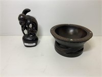 TRIBAL BOWL AND CARVED STATUE