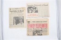 Kennedy & Moon Landing Newspapers