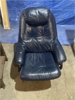 Nice dark blue swivel arm chair back folds down