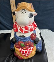 farmer cow cookie jar