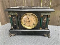ANTIQUE SESSIONS MANTEL CLOCK WITH KEY